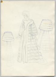 Variationen eines bodenlangen Mantels (repository title), costume design, 1957