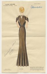 Comedie - Ein bodenlanges Kleid in Rückenansicht (repository title), costume design, 1930 (circa)