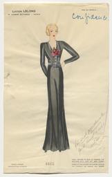 Confidence - Ein langer Rock und eine Bluse mit langen Ärmeln (Archivtitel), Kostümentwurf, 1930 (circa)